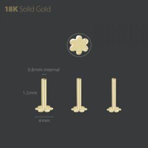 18K Internally Threaded Flower Labret