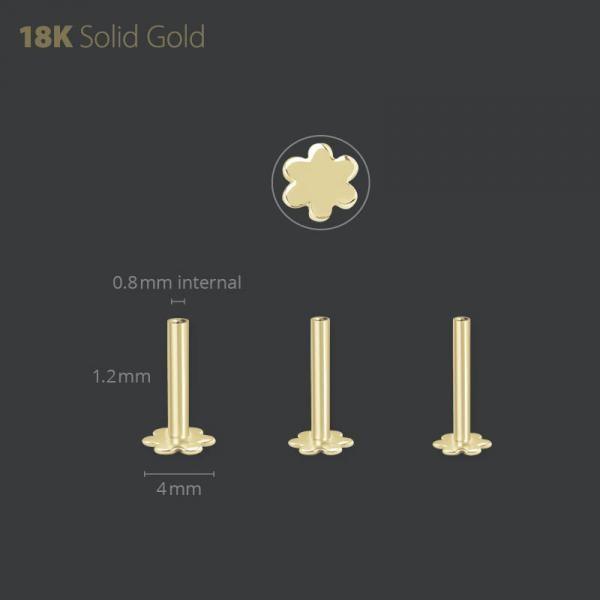 18K Internally Threaded Flower Labret